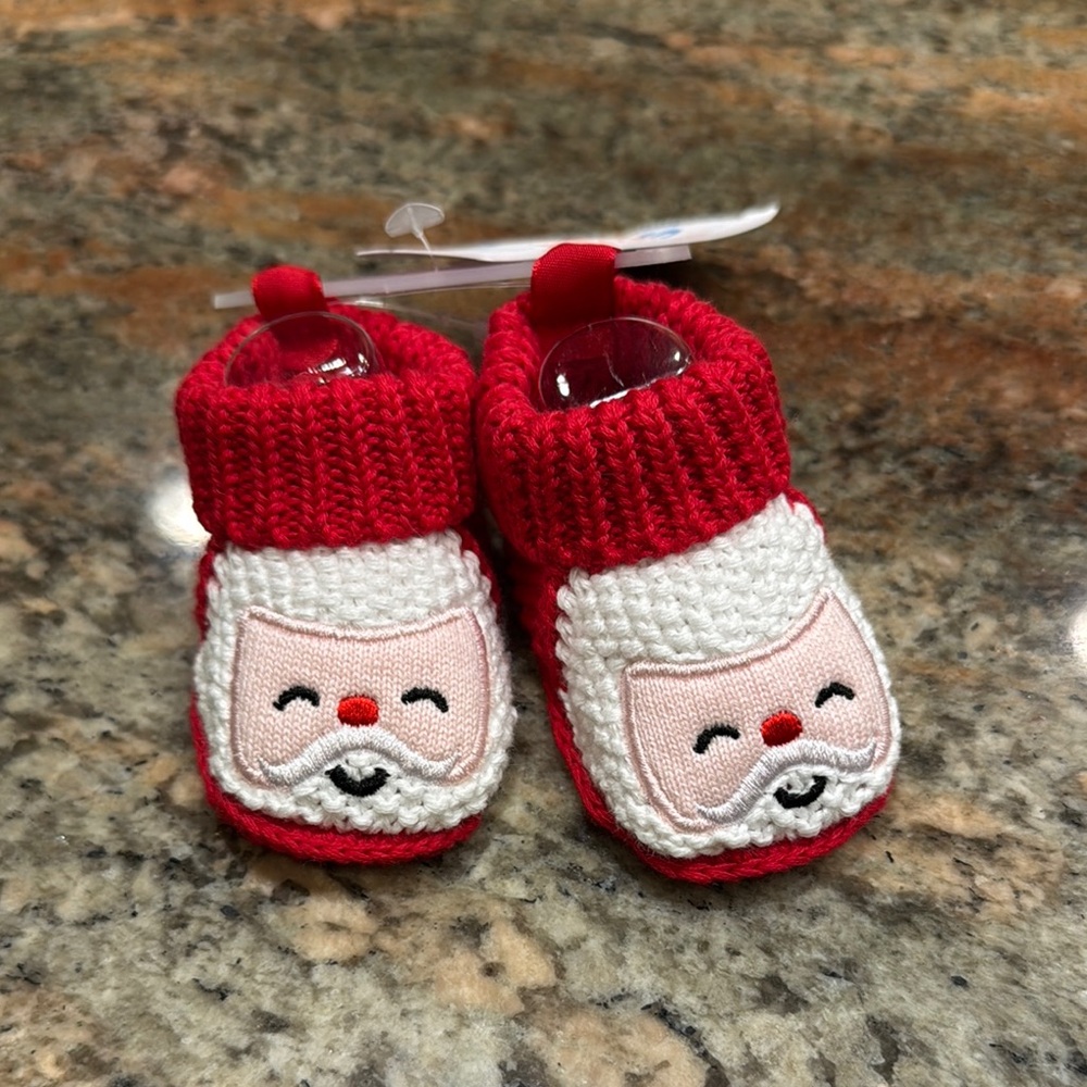 Red Santa Baby Booties